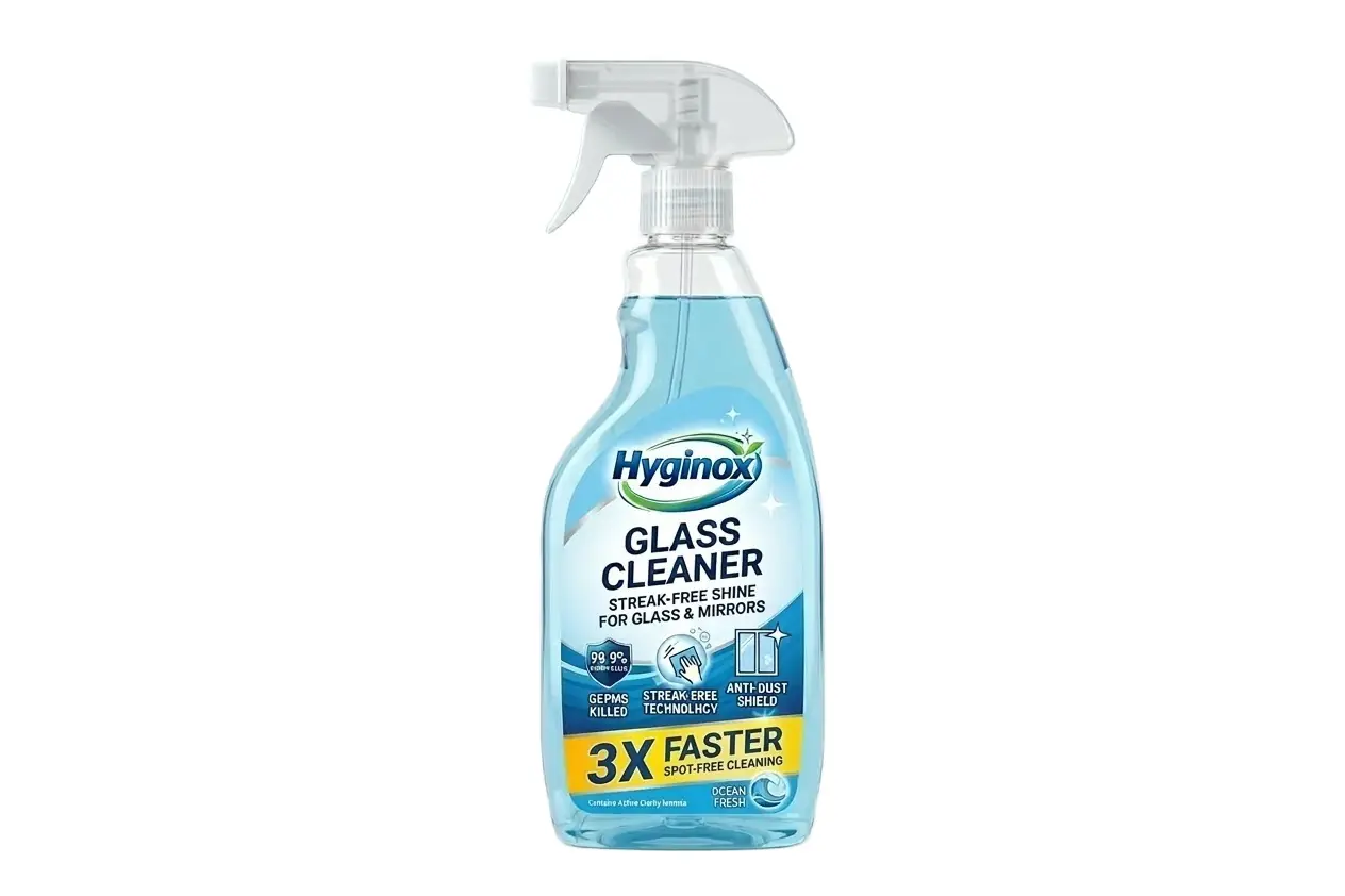 Hyginox Glass Cleaner spray for crystal clear mirrors and windows